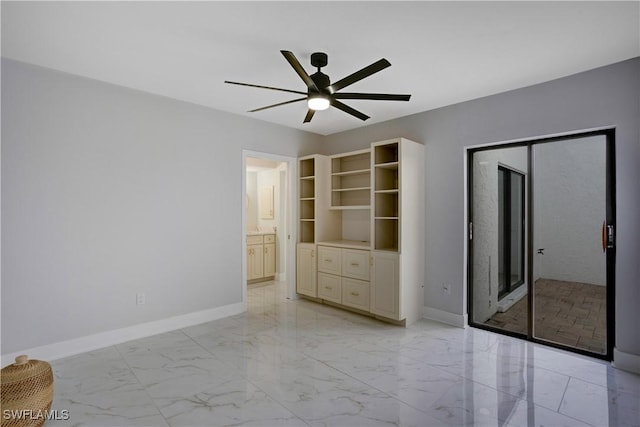 unfurnished bedroom featuring ceiling fan