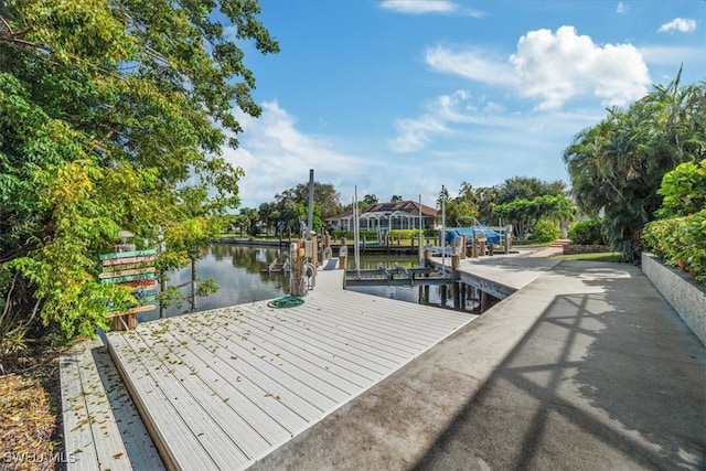 view of dock featuring a water view