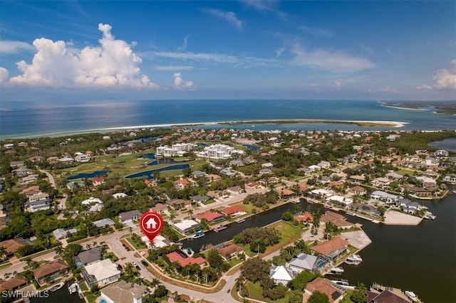 bird's eye view featuring a water view