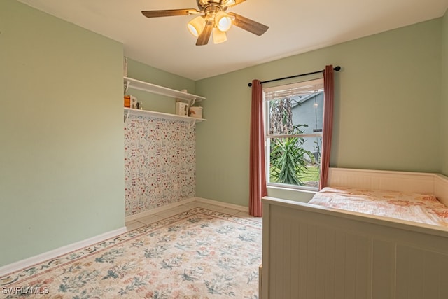 unfurnished bedroom with ceiling fan