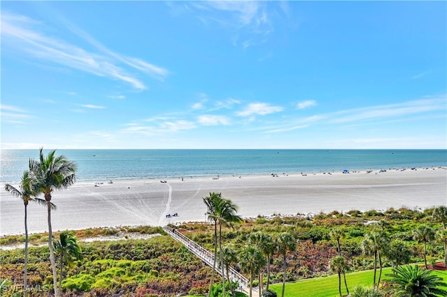 property view of water featuring a view of the beach