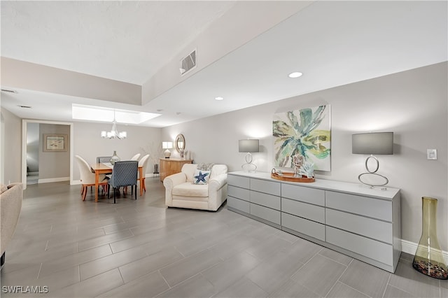 interior space with an inviting chandelier