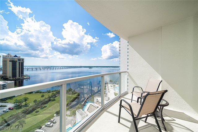 balcony with a water view