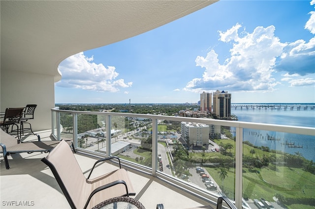 balcony with a water view