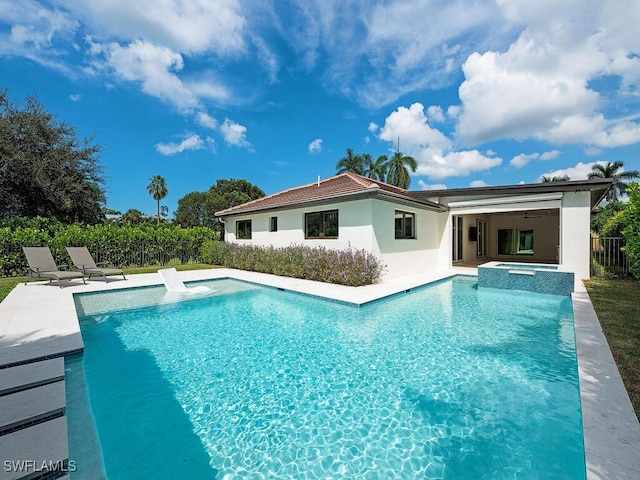 view of swimming pool featuring a patio