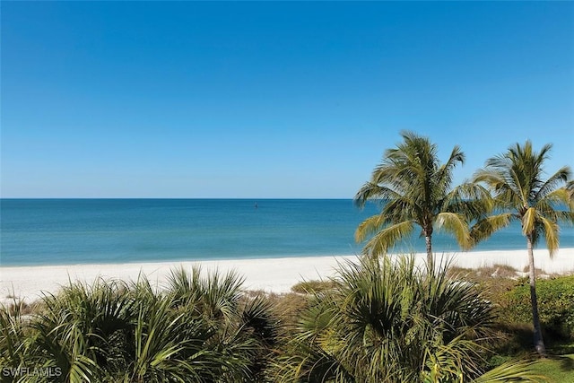 view of water feature featuring a view of the beach