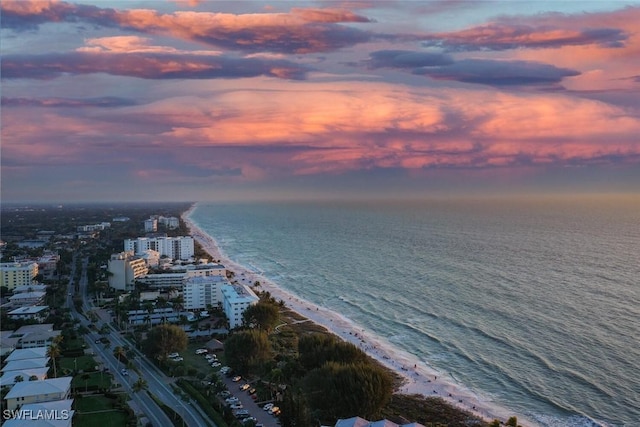 property view of water with a beach view