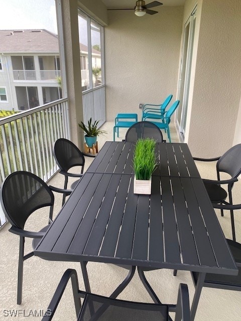 balcony with ceiling fan