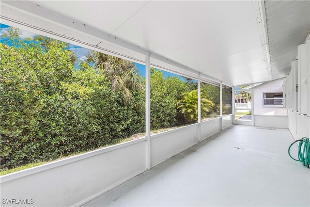 view of unfurnished sunroom