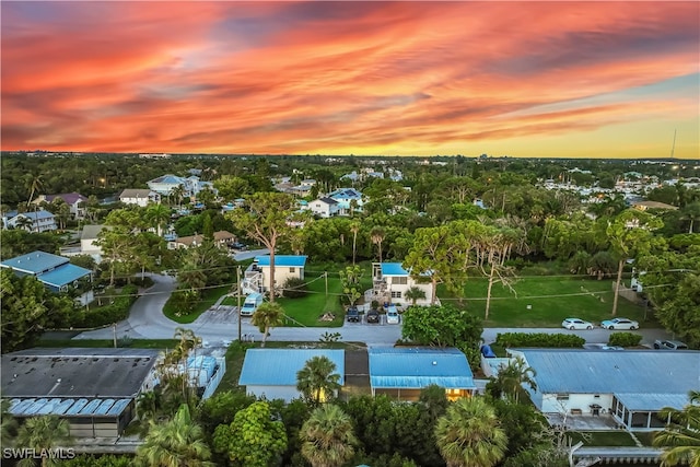 view of aerial view at dusk