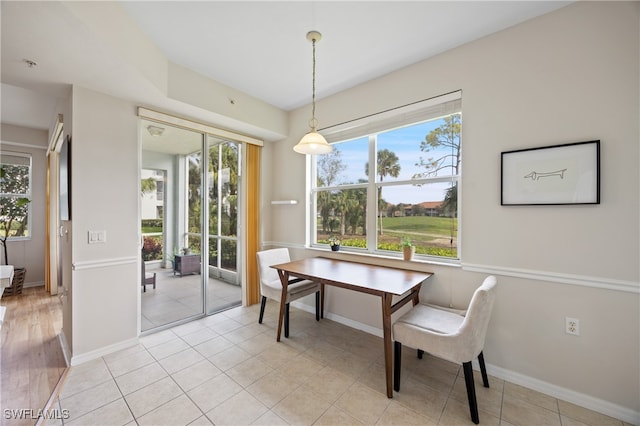 view of tiled dining area