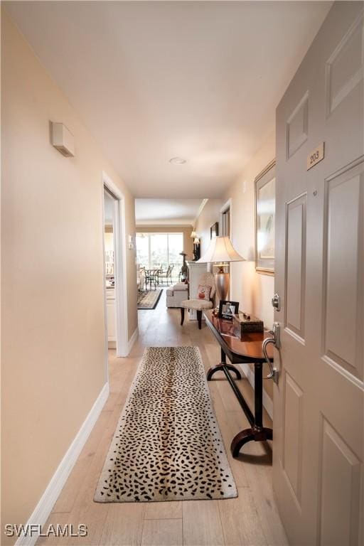 corridor featuring light hardwood / wood-style flooring