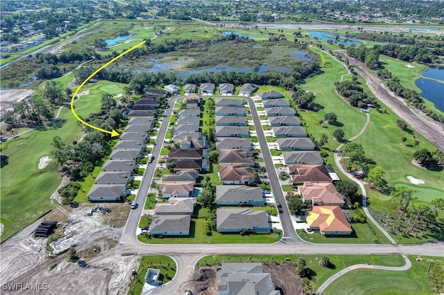 bird's eye view featuring a water view