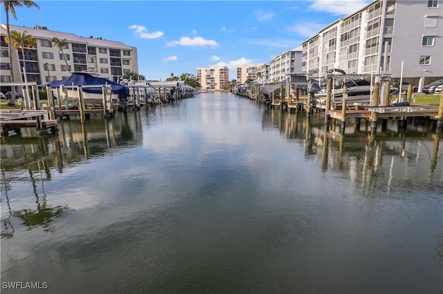 view of water feature featuring a dock