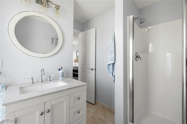 3311 Twin Lakes Ln, Sanibel, FL 33957 - full bath featuring a shower stall, vanity, and tile patterned floors