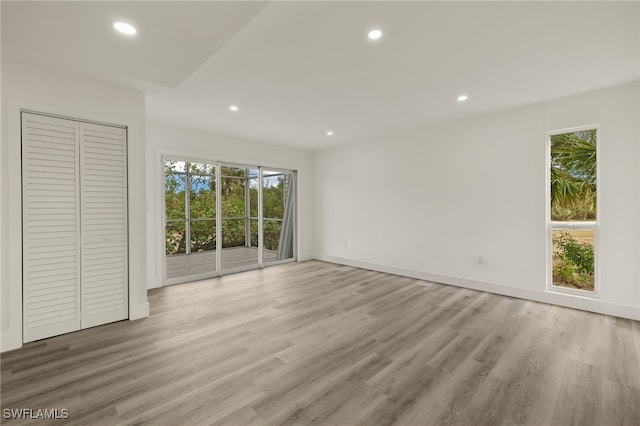 interior space with light hardwood / wood-style floors