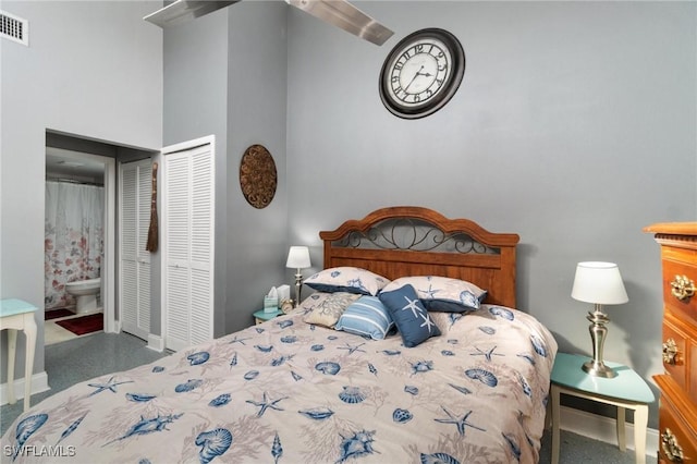 8913 Somerset Blvd, Fort Myers, FL 33919 - bedroom with connected bathroom, baseboards, visible vents, and a closet