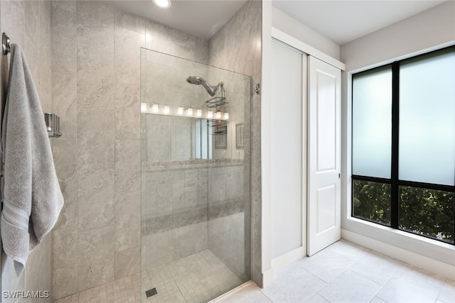 bathroom featuring walk in shower