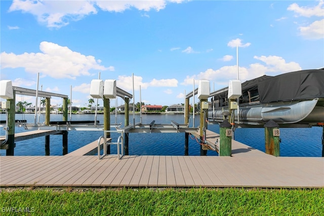 view of dock featuring a water view