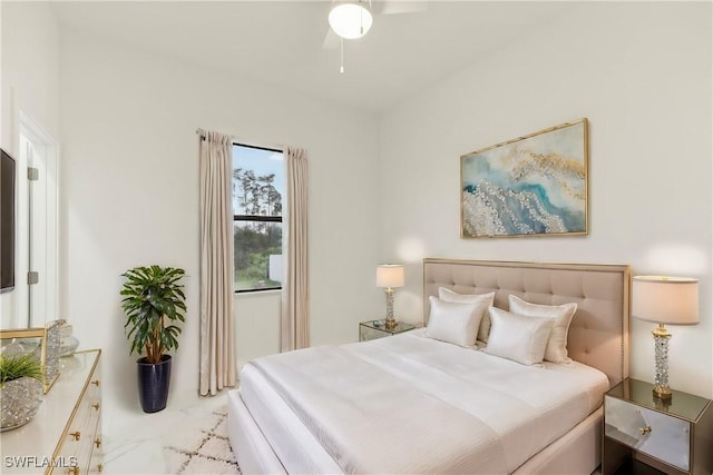 bedroom featuring ceiling fan