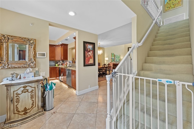 interior space with tile patterned floors