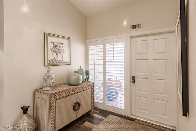 foyer featuring dark wood-type flooring