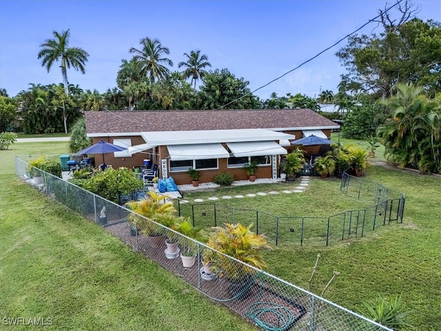 exterior space with a lawn