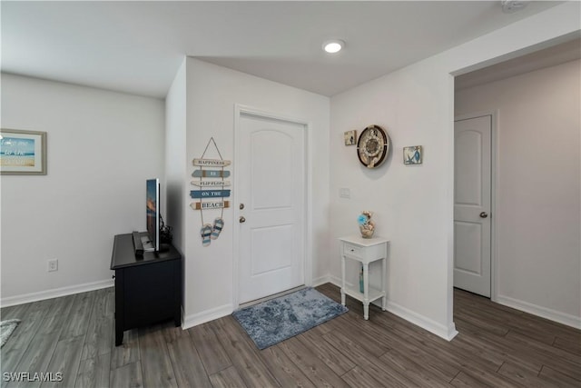 entrance foyer featuring dark hardwood / wood-style floors