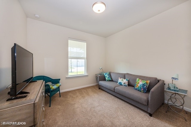 living room with light colored carpet