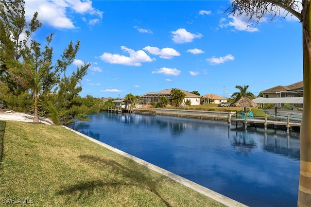 water view with a boat dock