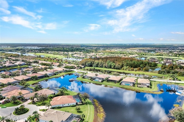 bird's eye view featuring a water view