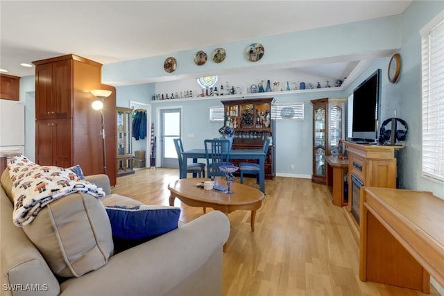 living room featuring light wood-type flooring