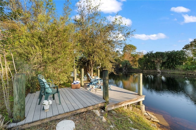 dock area featuring a water view