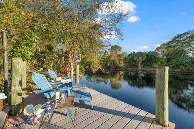 view of dock featuring a water view