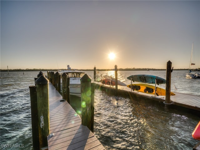 view of dock featuring a water view