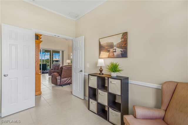 interior space with light tile patterned floors