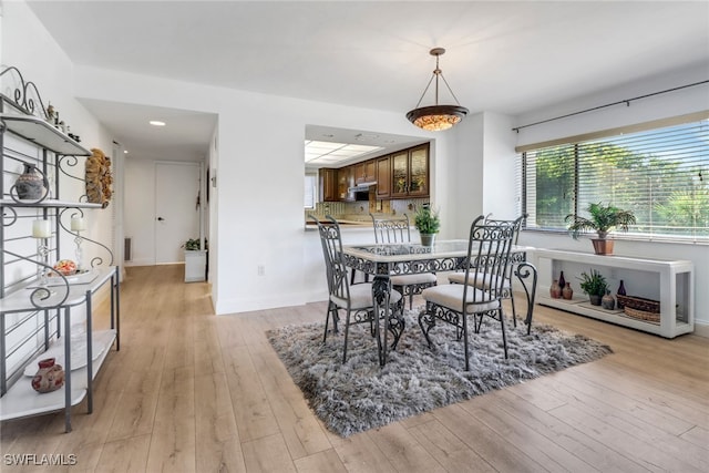 dining area with light hardwood / wood-style flooring