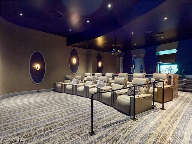 view of carpeted home theater