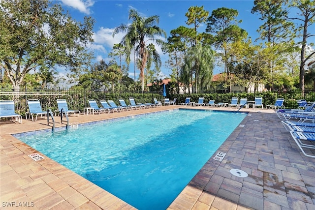 view of swimming pool with a patio