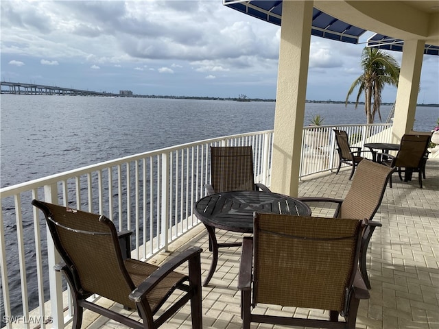 balcony with a water view