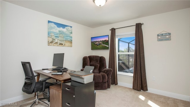 view of carpeted office space