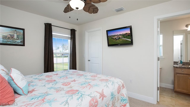 bedroom featuring ceiling fan