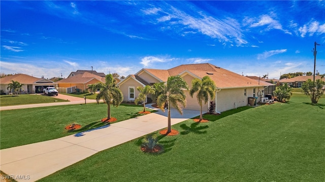 view of front of property featuring a front lawn