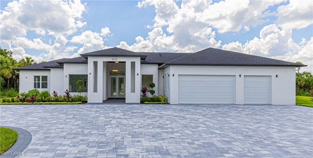 view of front of property with a garage