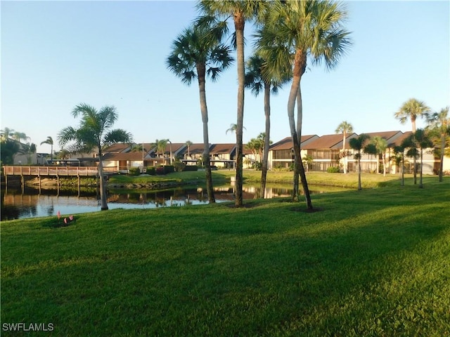 exterior space featuring a water view