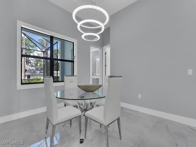 dining room featuring an inviting chandelier