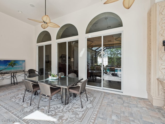 view of patio with ceiling fan