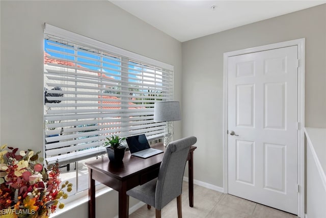 view of tiled home office