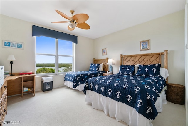 bedroom featuring carpet and ceiling fan