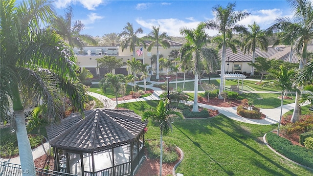 view of property's community featuring a gazebo and a yard